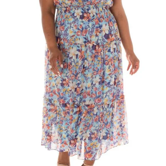 NWT Taylor Chiffon Maxi Dress in Aquamarine Mauve - Picture 3 of 13